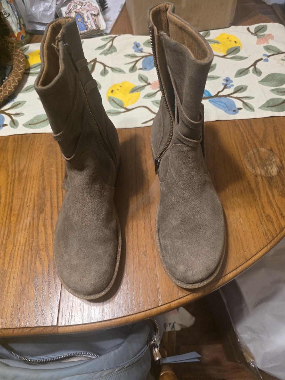 Born Taupe Suede Wrap-Tie Ankle Boots - Picture 2 of 4